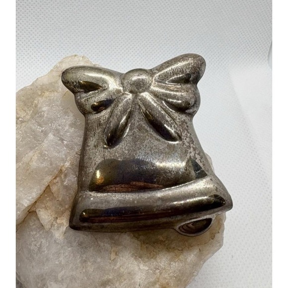 Vintage Taxco Mexico Puffy Bell Sterling Silver Brooch Pin Pendant 18.9g Retro - Picture 2 of 9
